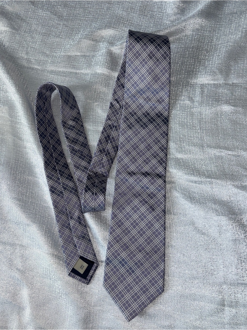 NWOT Burberry London Purple Silk Tie Windowpane Check Classic Pattern